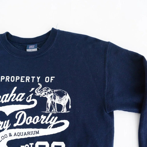 Vintage 90'S Mv Sport  Navy Omaha Zoo Aquarium Elephant Print Crew Neck Size M - Picture 12 of 13